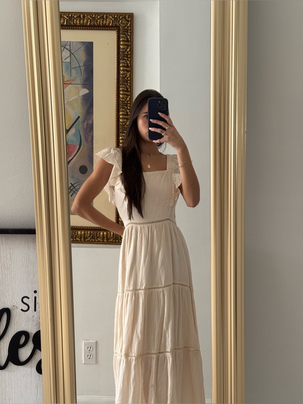 All in Favor Ruffle Square Neck Midi Dress (NWT)